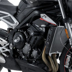 Bloque metálico CNC R&G para montaje tope de caída Triumph Street Triple