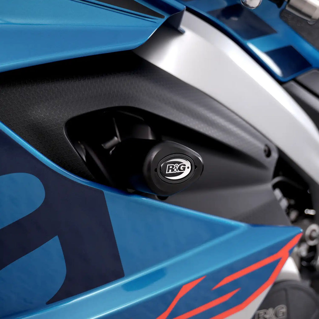 Vista frontal topes de caída R&G estilo Aero Aprilia RS660 2023
