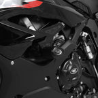 Vista detalle del tope de caída R&G Aero BMW S1000RR mostrando perno y manguito de compresión