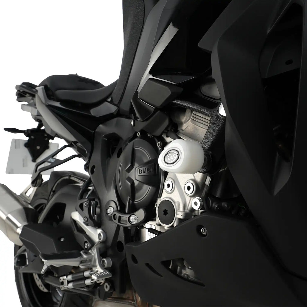 Topes de Caída R&G Aero montados en BMW S1000XR 2024 color negro vista lateral completa