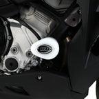 Topes de Caída R&G Aero en BMW S1000XR 2024 vista frontal diagonal mostrando ambos lados