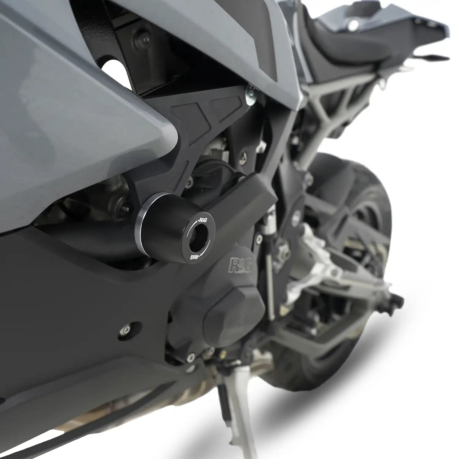 Crash Protector APEX RG Racing montado en chasis BMW S1000RR 2023-2026