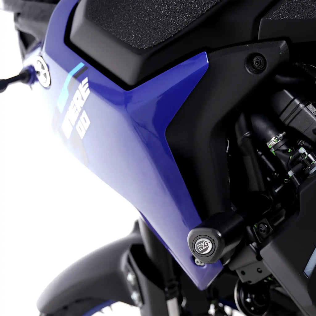 Topes de Caída R&G Aero montados en Yamaha Ténéré 700 Rally 2025 vista lateral completa