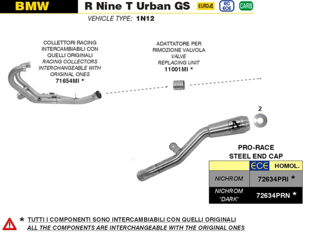 Escape Arrow Pro Race Nichrom BMW R Nine T 2017 +