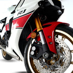 Protector de horquilla R&G para Yamaha R1 2023 montado en barras de suspensión