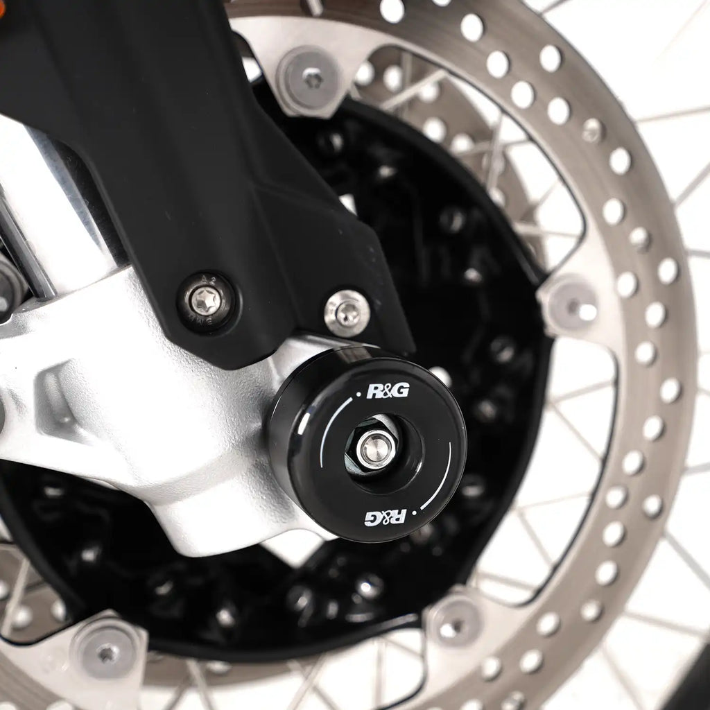 Par completo protectores horquilla R&G para BMW GS vista comparativa izquierdo derecho