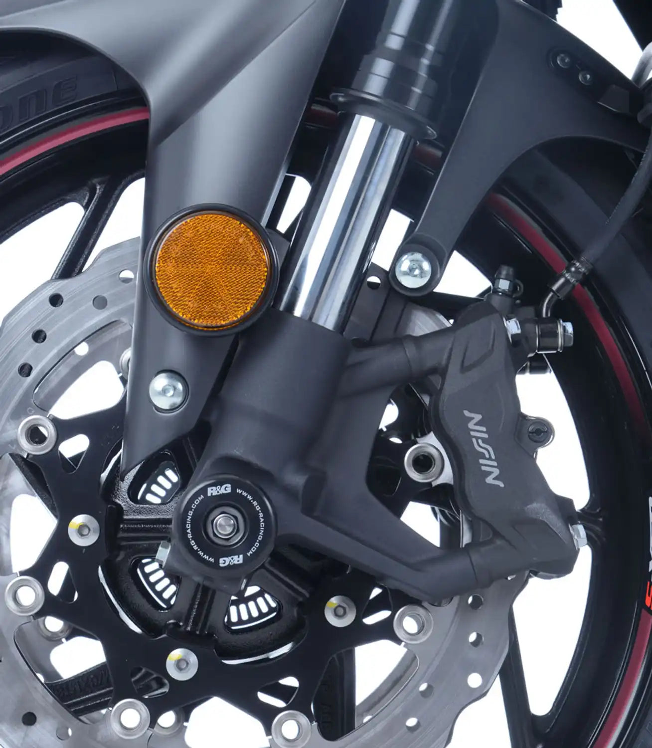 Detalle barra de unión central protector horquilla R&G GSX-S750