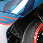 Rejilla radiador R&G PRO Aprilia RS660 detalle patrón hexagonal aluminio