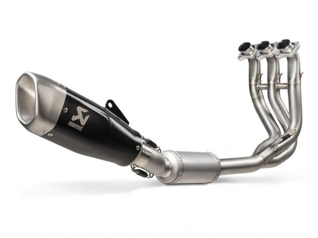 Silenciador Akrapovic titanio negro con grabado láser y colectores acero inoxidable