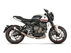 Sistema completo Akrapovic S-T6R1-CQTBL para Triumph Trident 660 vista lateral