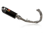 Escape Akrapovic carbono Yamaha R3 2025 tapón final racing instalado
