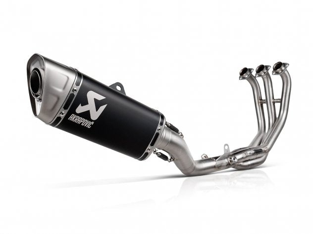 Escape completo Akrapovic Racing Line titanio negro montado en Yamaha MT-09 2024 vista lateral derecha