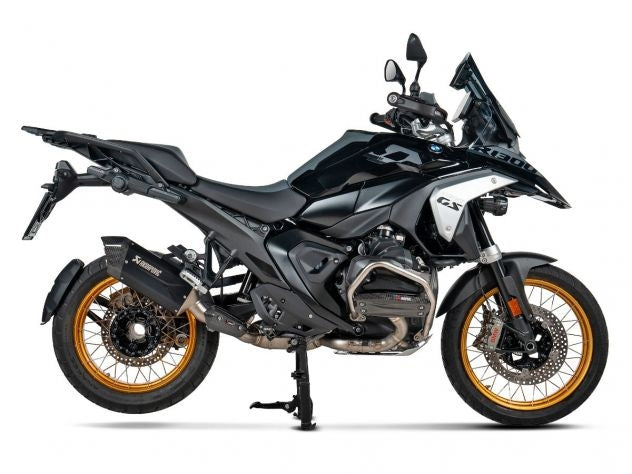 Barras de protección inferior Akrapovic titanio BMW R 1300 GS Adventure instaladas con escape