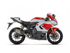 Detalle silenciador Arrow Dark aluminio con tapa carbono Yamaha R7 2026