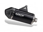Silenciador Arrow homologado instalado en Kawasaki KLE 500 vista lateral detalle tapa carbono