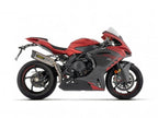 Detalle silenciador Arrow titanio con terminal carbono homologado MV Agusta F3 800