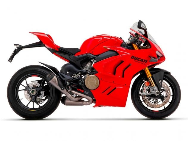 Detalle terminal carbono y silenciador titanio Arrow Works Racing Kit Panigale V4