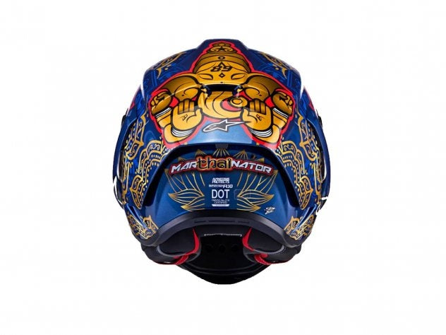 Detalle calota fibra de carbono 3K multicapa casco Alpinestars R10 Martinator Thai