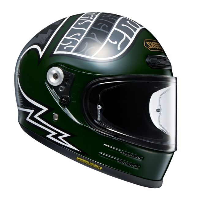 Casco Shoei Glamster 06 Heiwa Motorcycles TC4 vista trasera con extractores