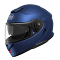 Casco Shoei Neotec 3 Azul Mate Metalizado vista lateral derecha con mentonera cerrada