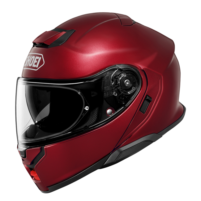 Casco Shoei Neotec 3 Burdeos vista lateral derecha con mentonera cerrada