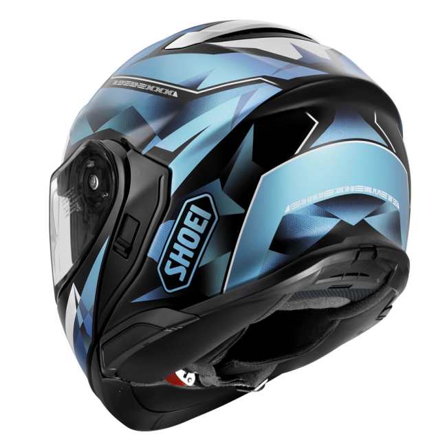 Shoei Neotec 3 Fragments TC2 vista trasera spoiler aerodinámico