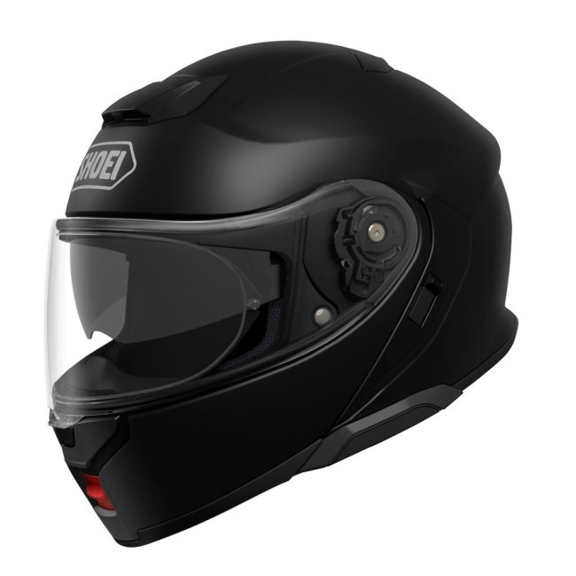Casco Shoei Neotec 3 Negro Mate vista lateral con mentonera cerrada