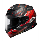 Casco Shoei NXR 2 Capriccio TC1 vista lateral derecha con gráfica italiana roja y negra