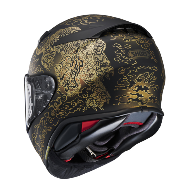 Casco Shoei NXR 2 Fearless TC5 vista trasera mostrando extractores de ventilación