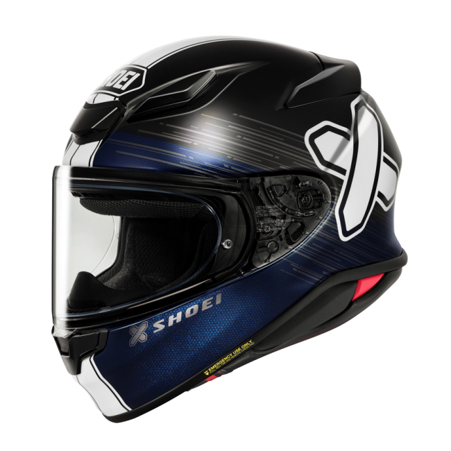 Casco Shoei NXR 2 Ideograph TC5 vista lateral derecha diseño gráfico japonés