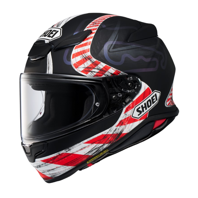 Casco Shoei NXR 2 Knee Down TC5 vista lateral derecha fondo blanco