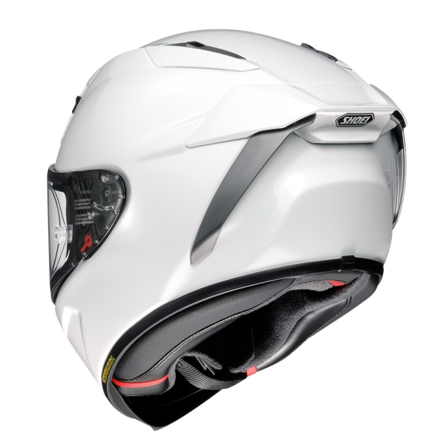 Casco Shoei X-SPR Pro Blanco vista trasera spoiler aerodinámico