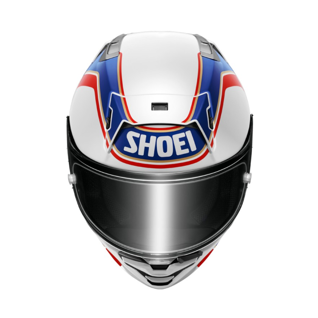 Shoei X-SPR Pro Gardner TC2 perfil frontal aerodinámica racing circuito