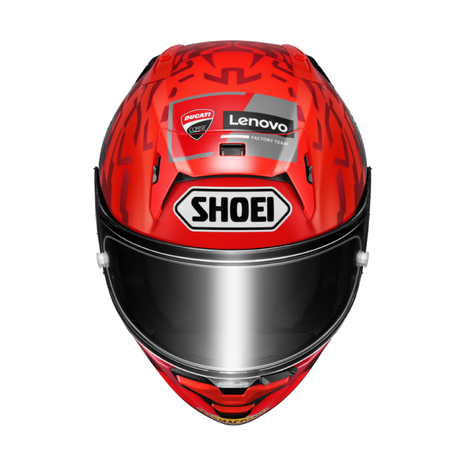 Casco Shoei X-SPR Pro Marquez 9 TC1 vista frontal con gráfica MM93 temporada 2024