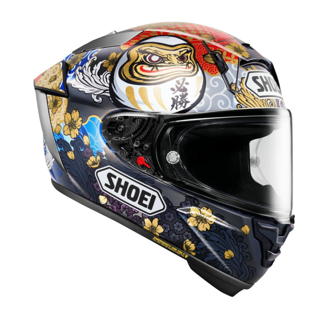 Shoei X-SPR Pro Marquez Motegi 5 TC1 vista trasera extracciones alerón aerodinámico