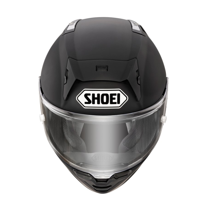 Casco Shoei X-SPR Pro Negro Mate vista frontal mostrando tomas de ventilación superior