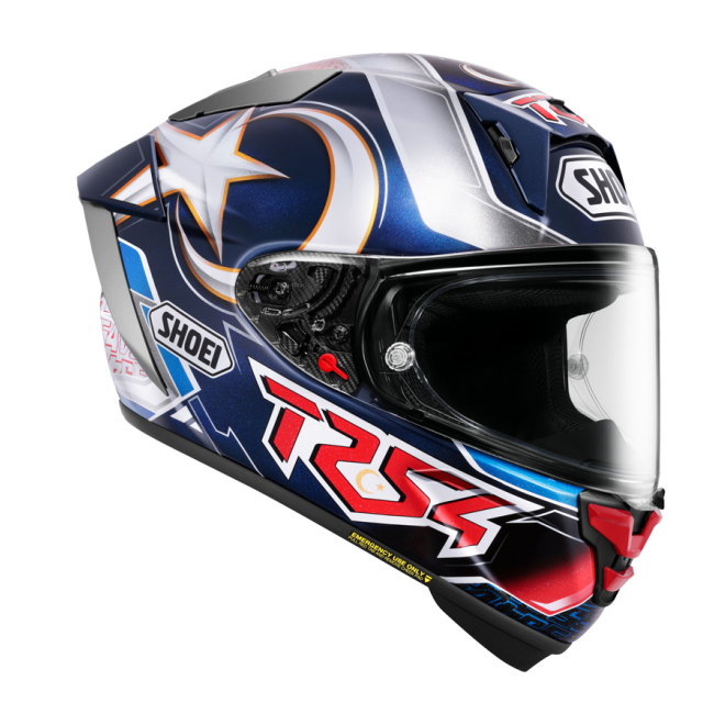 Shoei X-SPR Pro Toprak TC2 vista trasera con alerón integrado y extractores ventilación