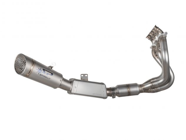Escape completo Spark titanio Grid-O montado en Triumph Street Triple 765 RS 2023