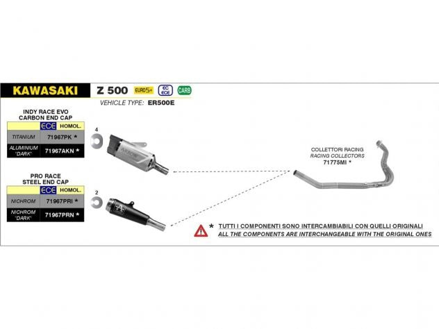 Sistema colector Arrow montaje directo Z500 sin modificaciones