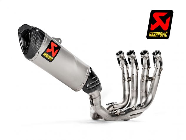 Escape completo Akrapovic Evolution Line Racing titanio BMW S1000RR 2019-2025 vista lateral