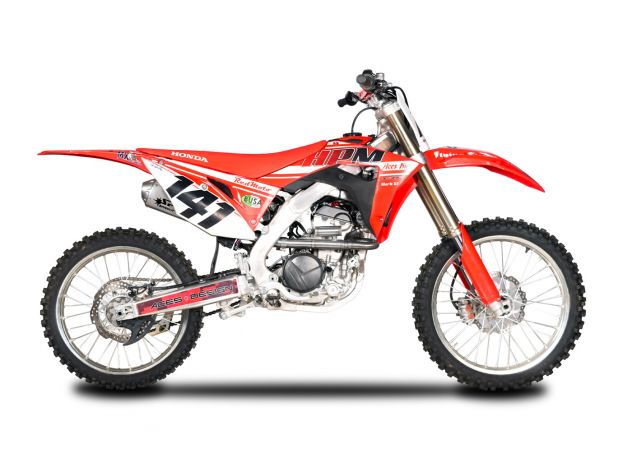 Detalle colector acero AISI 304 escape Spark Honda CRF off-road