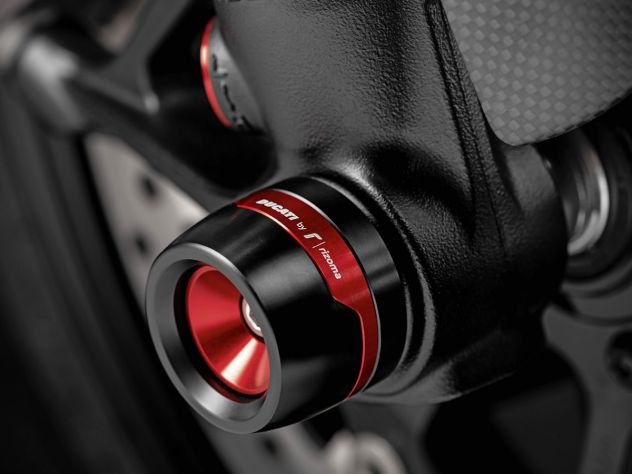 Detalle CNC acabado mecanizado deslizador horquilla Rizoma Ducati Performance Panigale V4 2025