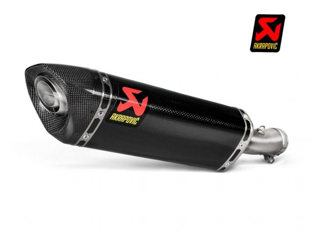 Escape Slip-On Akrapovic carbono Kawasaki Ninja 400 vista lateral completa
