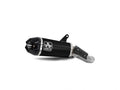 Escape Arrow Indy Race aluminio dark para Honda CB750 Hornet 2023-2026 con fondo en fibra de carbono