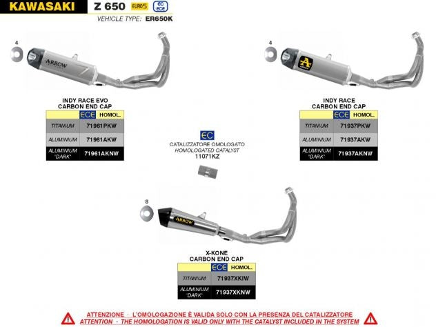 Escape completo Arrow Indy Race aluminio oscuro para Kawasaki Z650 Ninja 650 2021-2023