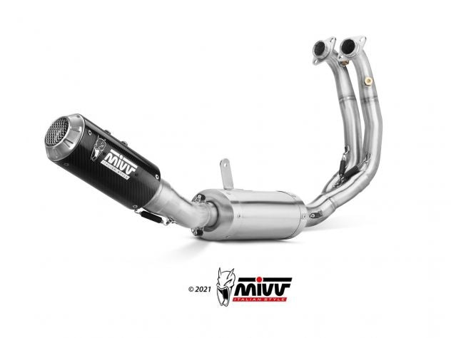 Terminal Mivv MK3 fibra de carbono con logo grabado y salida racing