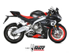 Escape completo Mivv Delta Race Negro montado en Aprilia RS 660 acabado Luna Negra cerámico