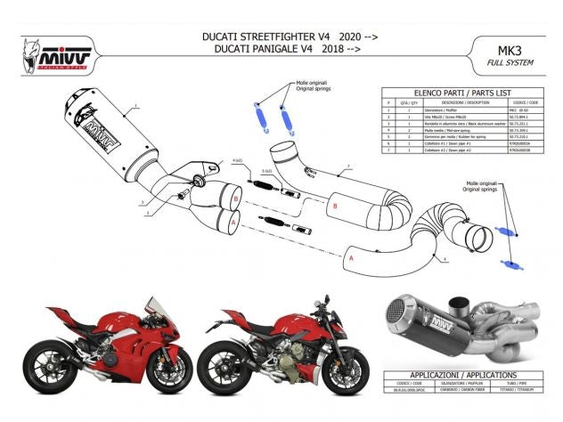 Detalle construcción escape Mivv MK3 carbono Panigale V4 2018-2022