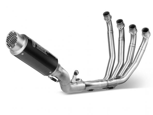 Detalle acabado brillante cuerpo carbono escape Mivv Honda CB 650 R