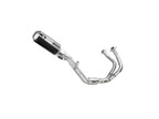 Escape completo Mivv MK3 carbono brillante montado en Honda CB 650 R con rejilla protectora racing